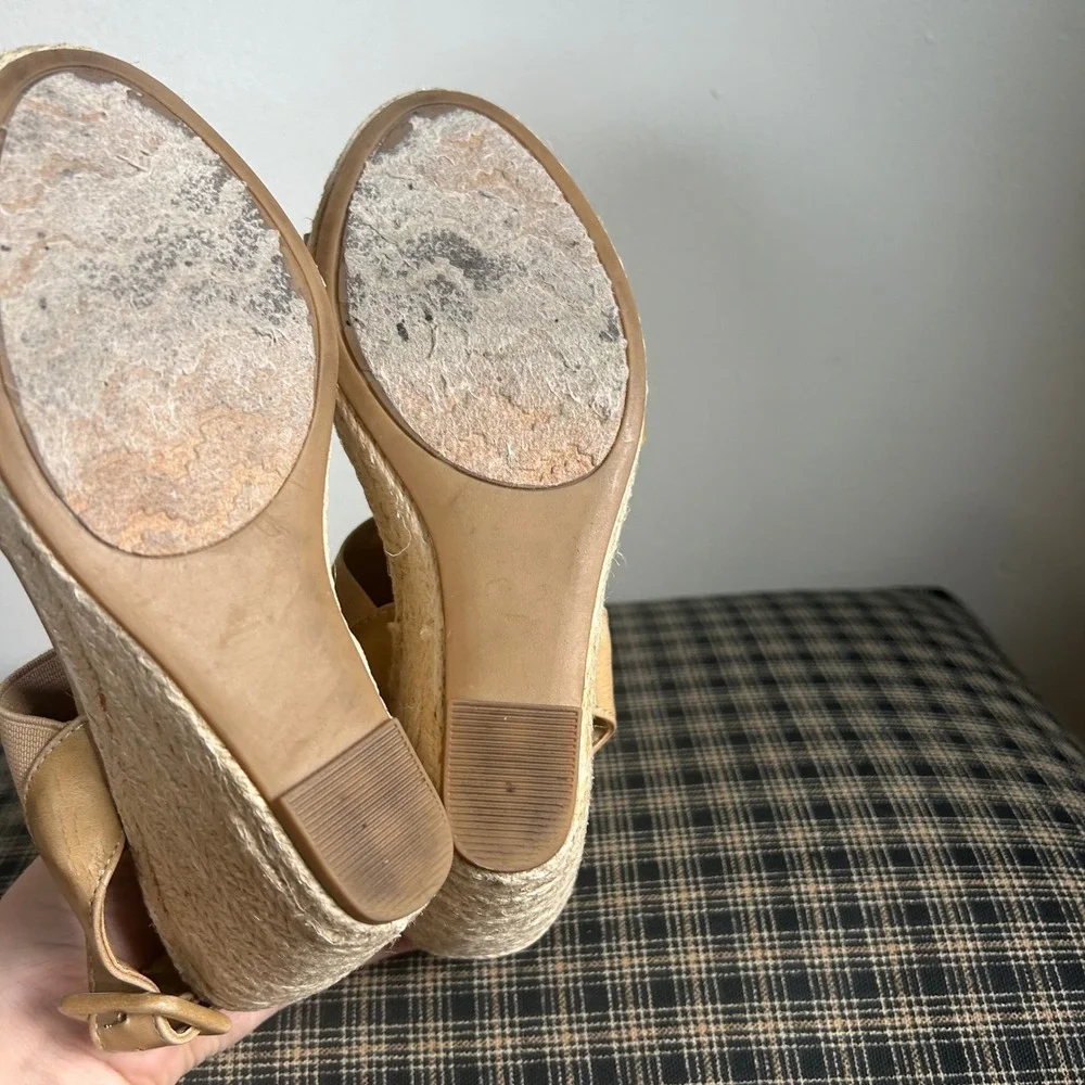Nine West‎ Lizzy Espadrille Jute Wrap Wedge Sandal Size 5 Tan Beige